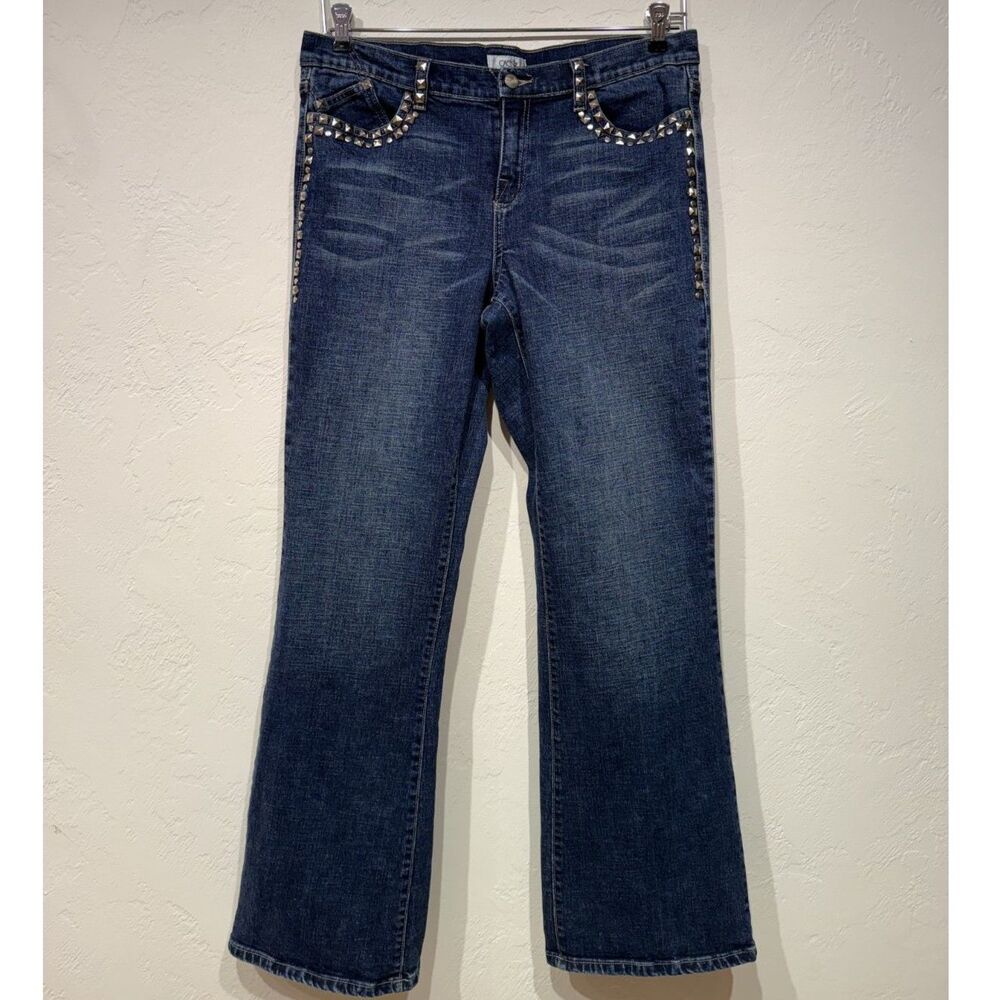 Caché Flared Vintage Y2K Studded Dark Wash Jeans Women Size 12